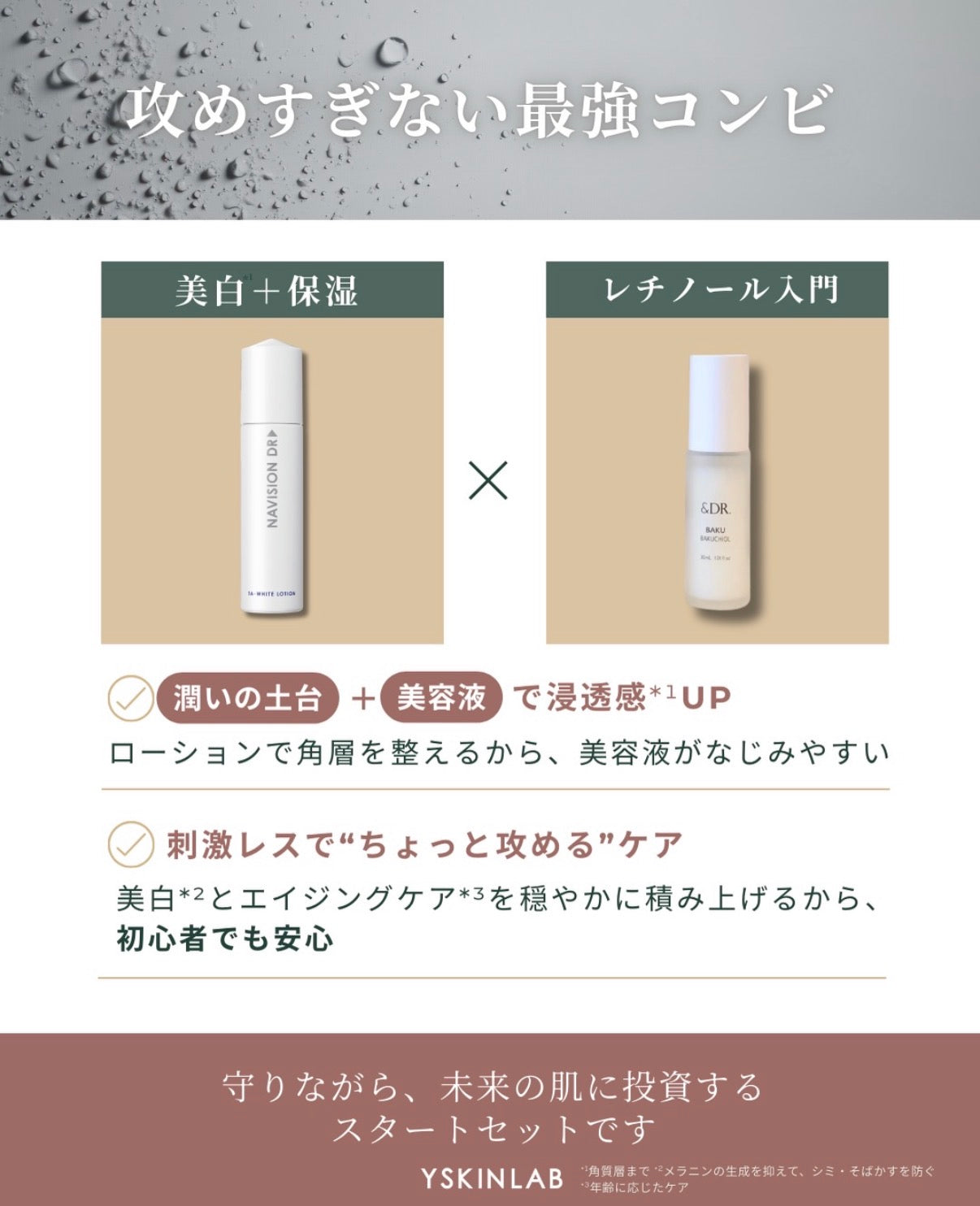 【Y SKIN LABドクターズコスメ スタートミニマムSET①】お肌に潤いと透明感を与えてくれる安心のデイリーケアのセット